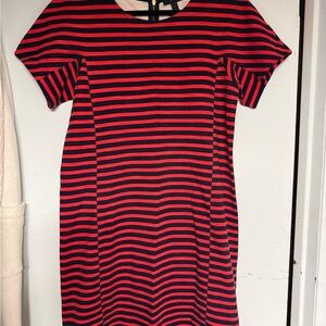 J. Crew Red and Black Striped Mini Dress